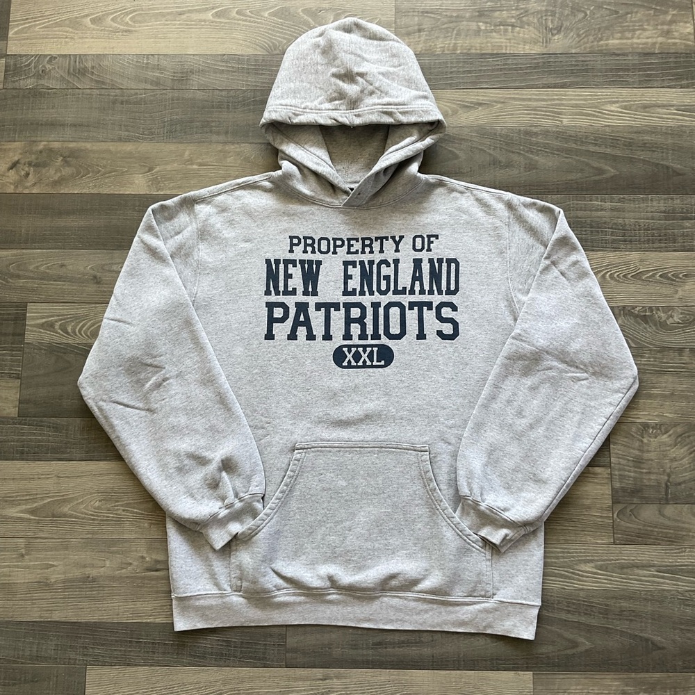 VTG Reebok Property Of New England Patriots Hoodie Men’s LARGE Grey Sweatshirt